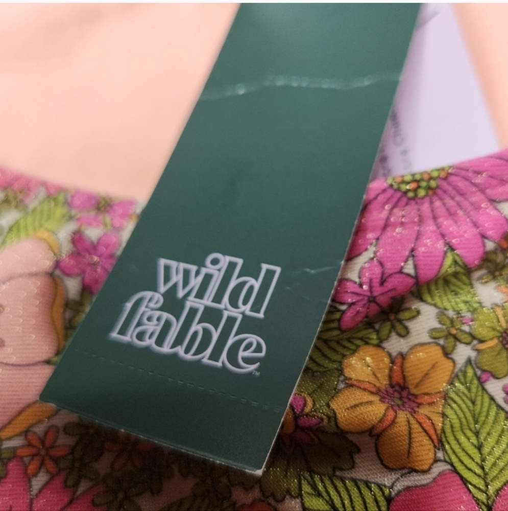 Women's Beaded Strap Triangle Bikini Bottom Wild Fable Pink Floral XL(16) - Picture 9 of 11